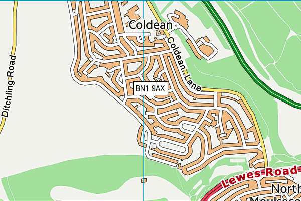 BN1 9AX map - OS VectorMap District (Ordnance Survey)