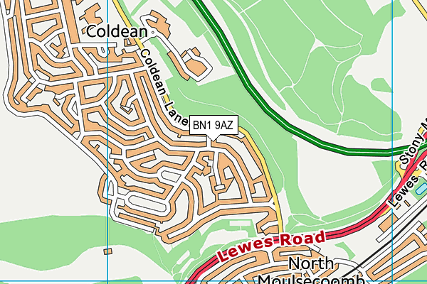 BN1 9AZ map - OS VectorMap District (Ordnance Survey)
