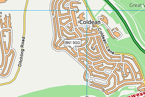 BN1 9GG map - OS VectorMap District (Ordnance Survey)