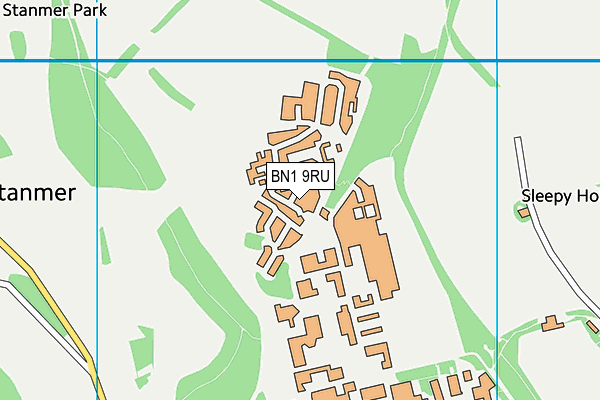 BN1 9RU map - OS VectorMap District (Ordnance Survey)