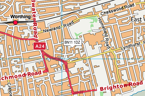 BN11 1DZ map - OS VectorMap District (Ordnance Survey)