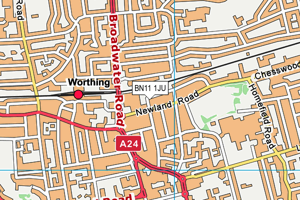 BN11 1JU map - OS VectorMap District (Ordnance Survey)