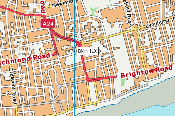BN11 1LX map - OS VectorMap District (Ordnance Survey)