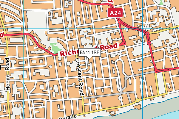 BN11 1RF map - OS VectorMap District (Ordnance Survey)