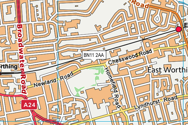 Chesswood Junior School map (BN11 2AA) - OS VectorMap District (Ordnance Survey)