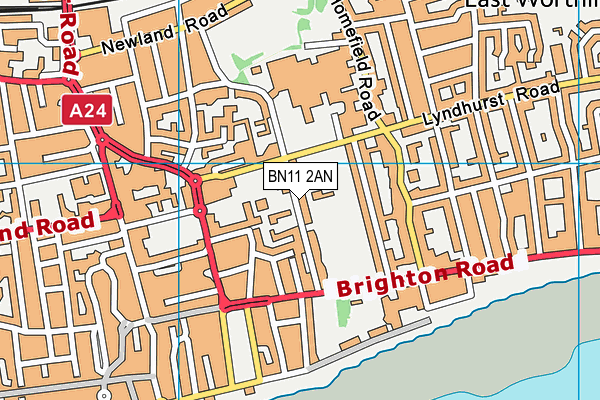 BN11 2AN map - OS VectorMap District (Ordnance Survey)