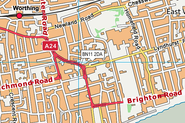 BN11 2DA map - OS VectorMap District (Ordnance Survey)
