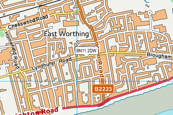 BN11 2DW map - OS VectorMap District (Ordnance Survey)