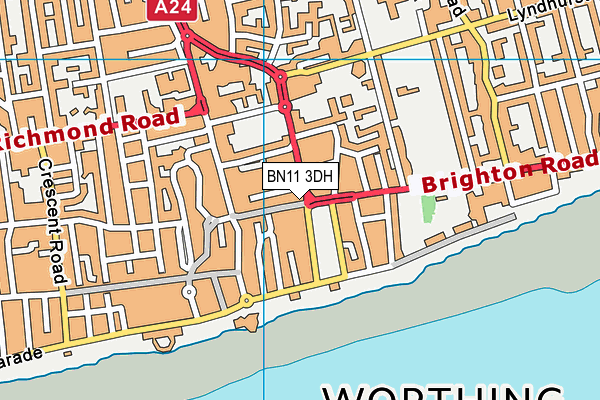 BN11 3DH map - OS VectorMap District (Ordnance Survey)