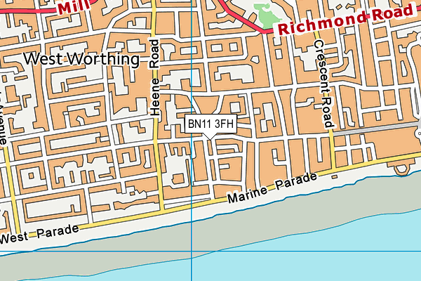 BN11 3FH map - OS VectorMap District (Ordnance Survey)