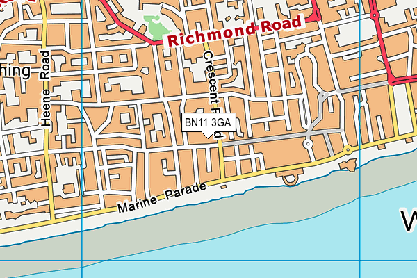 BN11 3GA map - OS VectorMap District (Ordnance Survey)