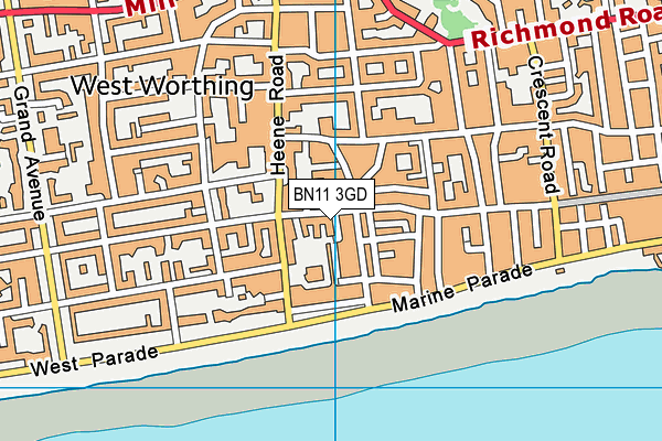 BN11 3GD map - OS VectorMap District (Ordnance Survey)