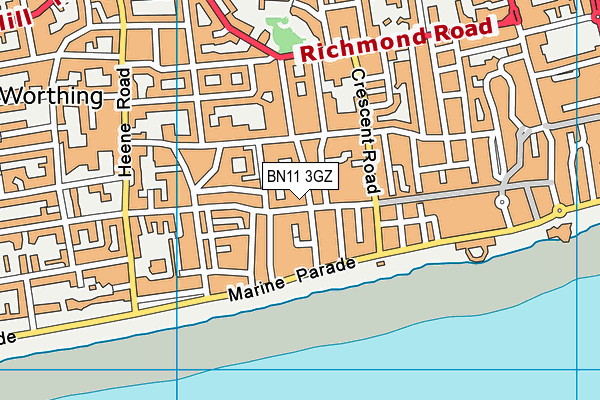 BN11 3GZ map - OS VectorMap District (Ordnance Survey)