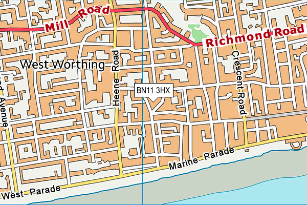 BN11 3HX map - OS VectorMap District (Ordnance Survey)