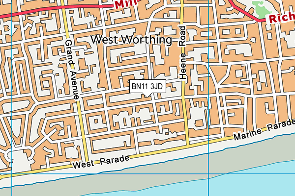 BN11 3JD map - OS VectorMap District (Ordnance Survey)