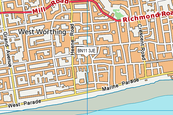 BN11 3JE map - OS VectorMap District (Ordnance Survey)