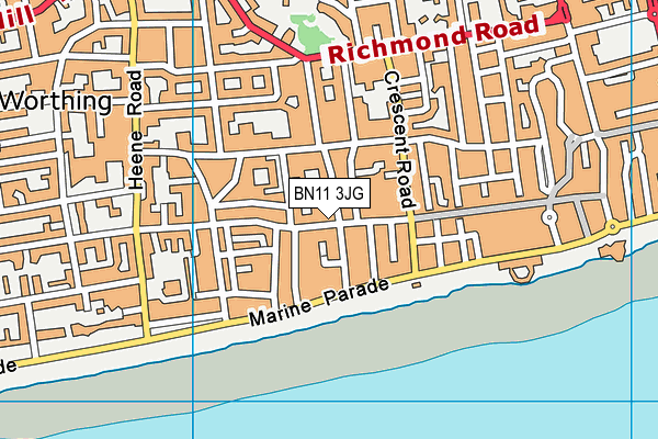 BN11 3JG map - OS VectorMap District (Ordnance Survey)