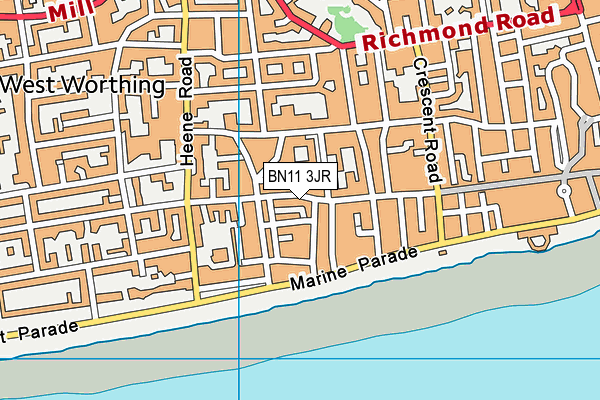 BN11 3JR map - OS VectorMap District (Ordnance Survey)