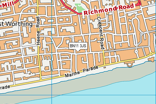 BN11 3JS map - OS VectorMap District (Ordnance Survey)