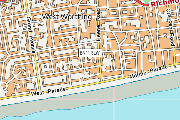BN11 3LW map - OS VectorMap District (Ordnance Survey)