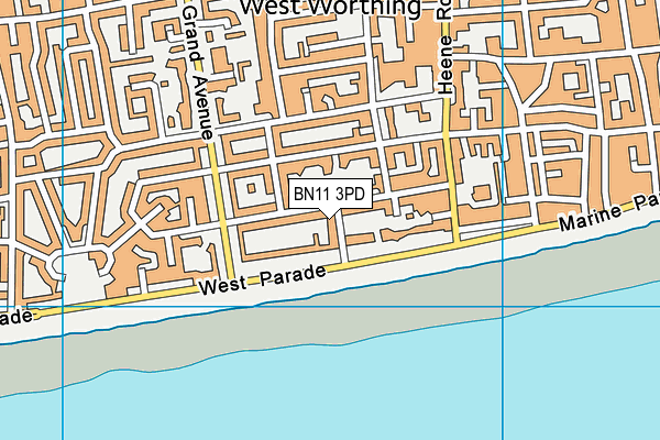 BN11 3PD map - OS VectorMap District (Ordnance Survey)