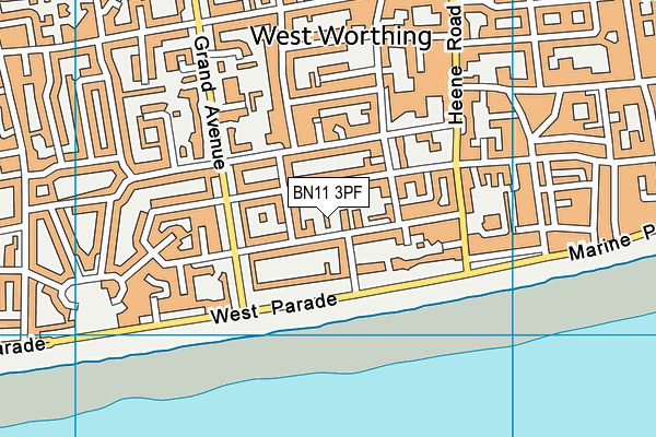 BN11 3PF map - OS VectorMap District (Ordnance Survey)