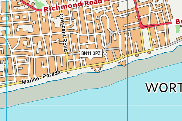 BN11 3PZ map - OS VectorMap District (Ordnance Survey)