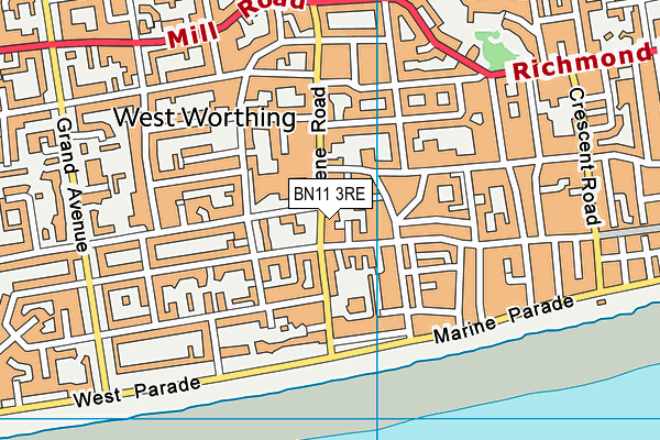 BN11 3RE map - OS VectorMap District (Ordnance Survey)