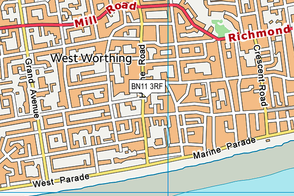 BN11 3RF map - OS VectorMap District (Ordnance Survey)