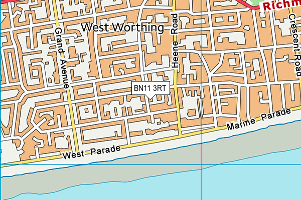 BN11 3RT map - OS VectorMap District (Ordnance Survey)