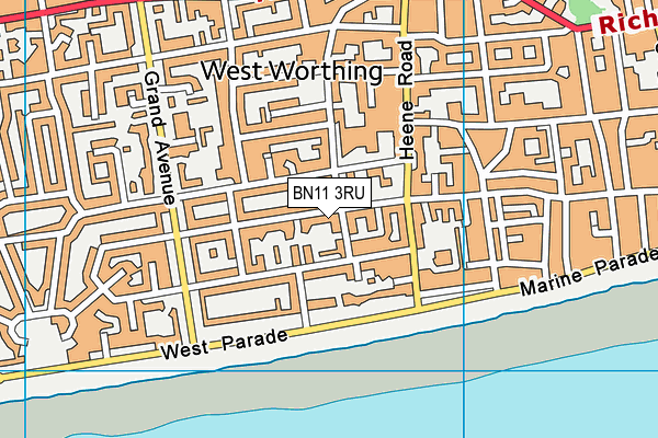 BN11 3RU map - OS VectorMap District (Ordnance Survey)