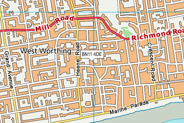BN11 4DE map - OS VectorMap District (Ordnance Survey)