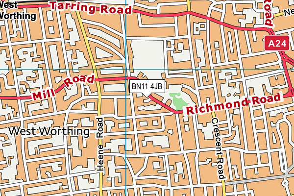 BN11 4JB map - OS VectorMap District (Ordnance Survey)