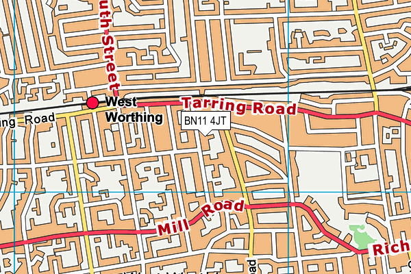BN11 4JT map - OS VectorMap District (Ordnance Survey)