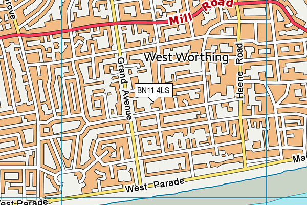 BN11 4LS map - OS VectorMap District (Ordnance Survey)