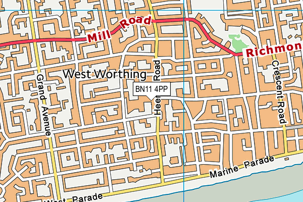 BN11 4PP map - OS VectorMap District (Ordnance Survey)