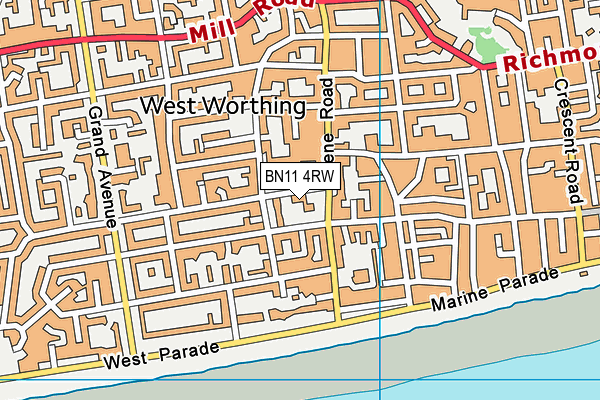 BN11 4RW map - OS VectorMap District (Ordnance Survey)
