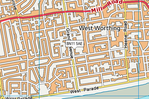 BN11 5AE map - OS VectorMap District (Ordnance Survey)
