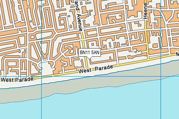 BN11 5AN map - OS VectorMap District (Ordnance Survey)