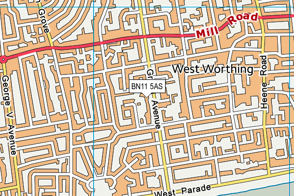 BN11 5AS map - OS VectorMap District (Ordnance Survey)
