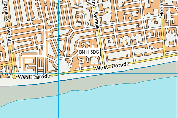 BN11 5DG map - OS VectorMap District (Ordnance Survey)