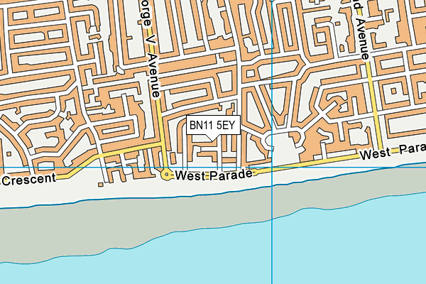 BN11 5EY map - OS VectorMap District (Ordnance Survey)