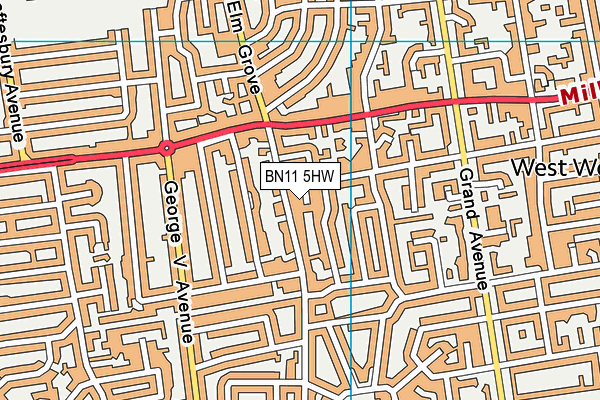 BN11 5HW map - OS VectorMap District (Ordnance Survey)