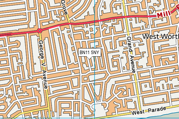 BN11 5NY map - OS VectorMap District (Ordnance Survey)