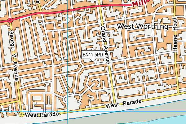 BN11 5PD map - OS VectorMap District (Ordnance Survey)