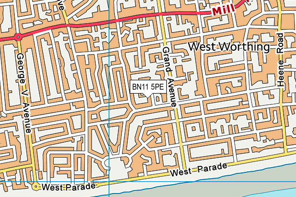 BN11 5PE map - OS VectorMap District (Ordnance Survey)