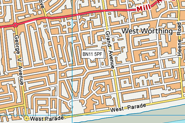 BN11 5PF map - OS VectorMap District (Ordnance Survey)