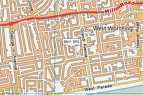 BN11 5PQ map - OS VectorMap District (Ordnance Survey)