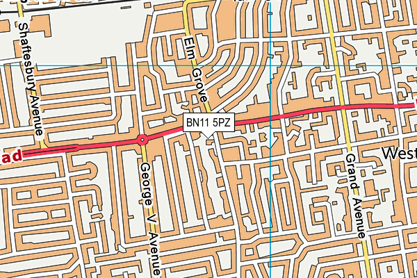 BN11 5PZ map - OS VectorMap District (Ordnance Survey)