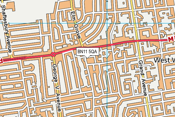 BN11 5QA map - OS VectorMap District (Ordnance Survey)